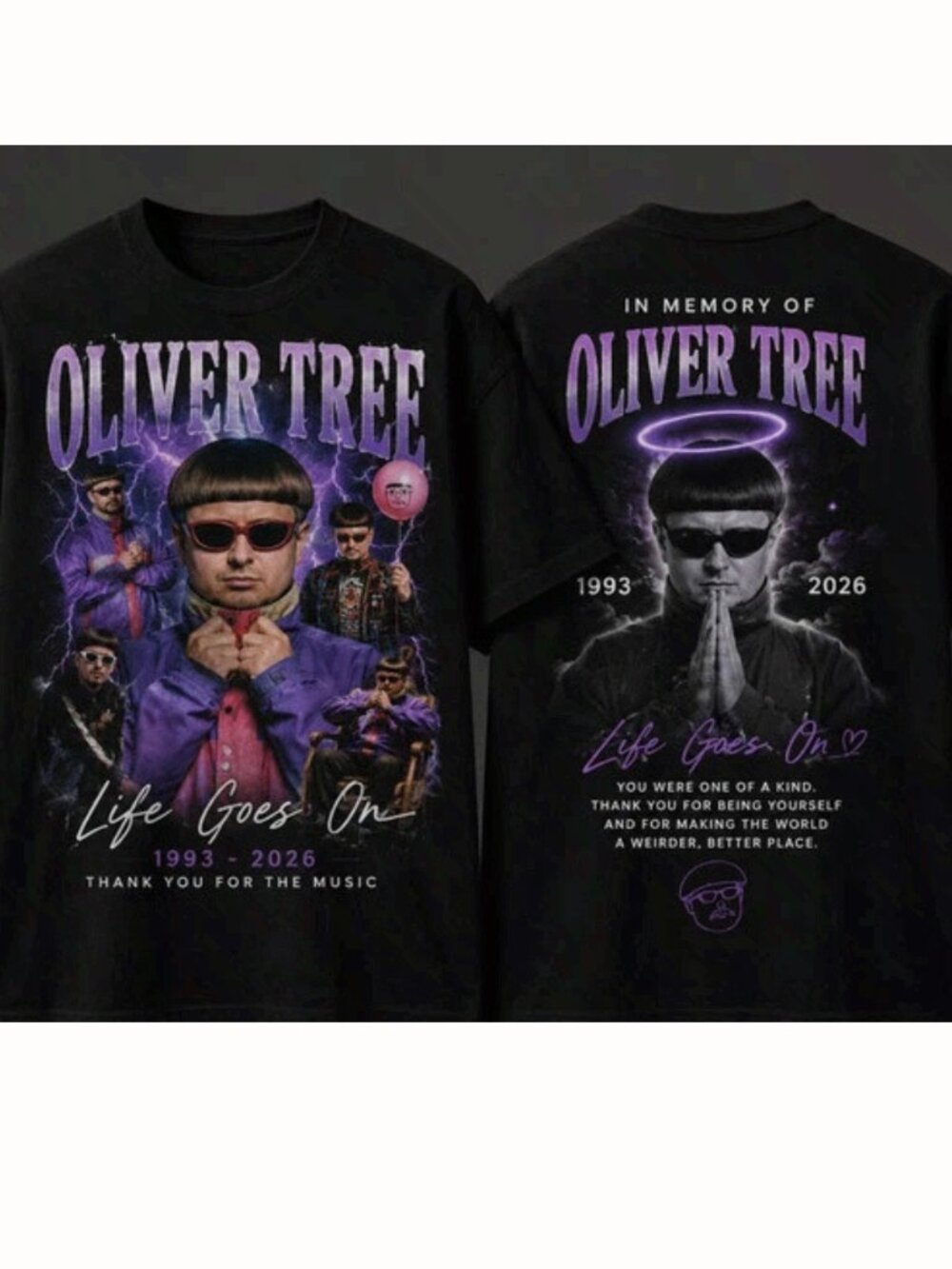 Oliver Tree Life Goes On Tribute 1993-2026 Memorial Graphic T-shirt